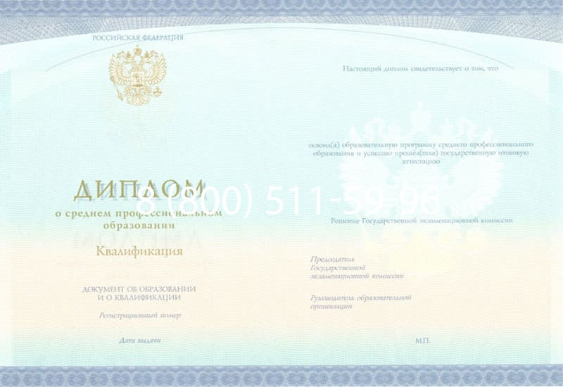 Купить Диплом о среднем образовании (Спецбланк) 2014-2024 года в Нефтекамске
